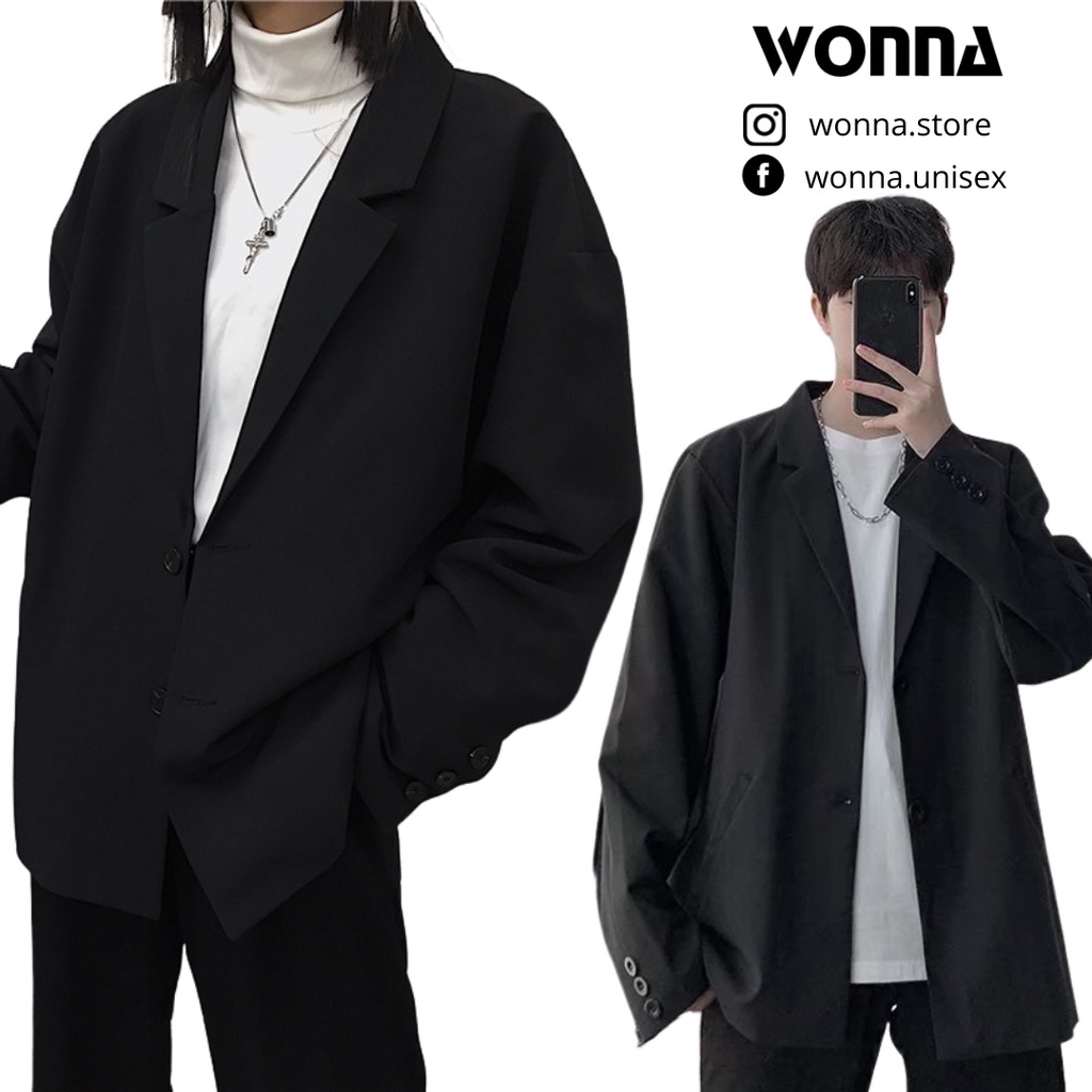 ÁO BLAZER NAM NỮ ÁO KHOÁC UNISEX PHONG CÁCH HÀN QUỐC ÁO VEST MÀU ĐEN ĐƠN GIẢN MINIMALIST BASIC CÔNG SỞ