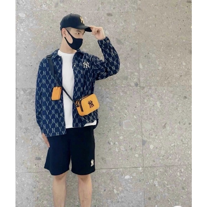 Set túi MLB hộp đeo chéo nam nữ kèm charm ví hàng chuẩn size 18