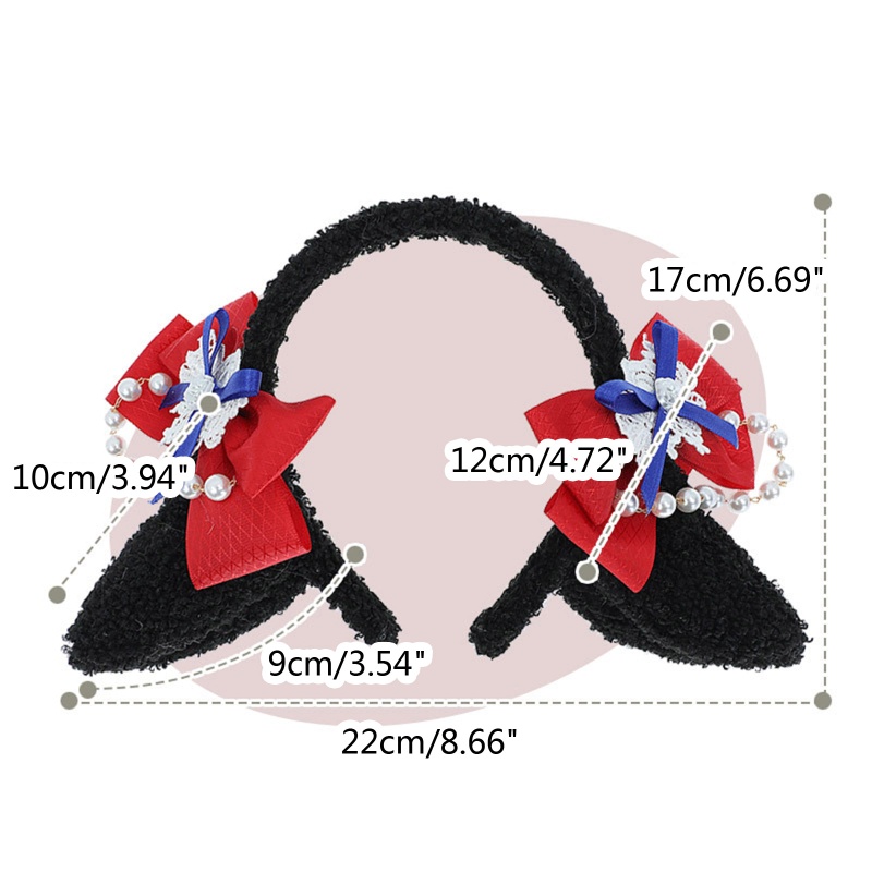 Flgo Băng Đô Tai Cừu Đính Nơ Họa Tiết Hoạt Hình Dễ Thương Dành Cho Nữ