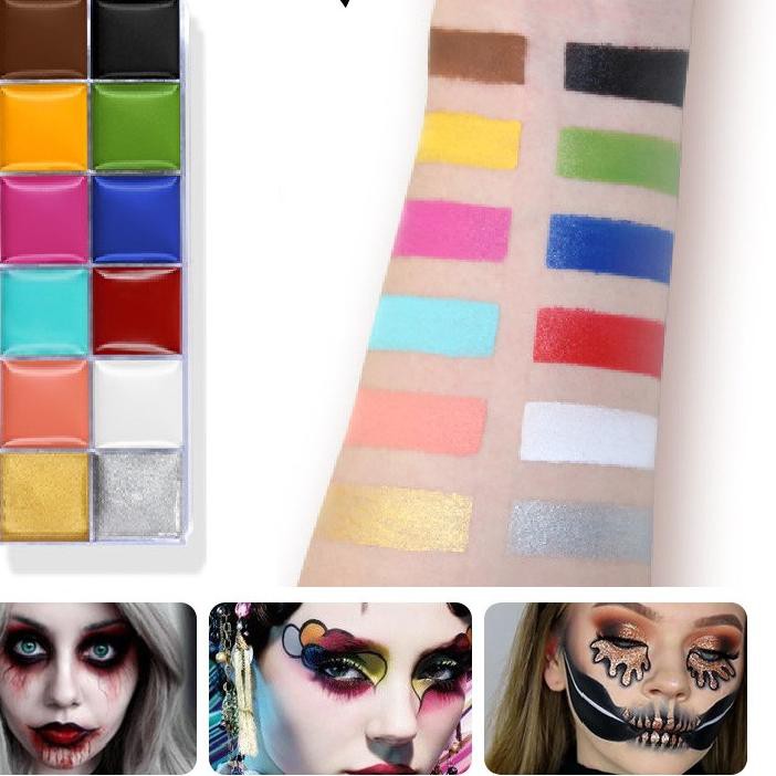 (hàng Mới Về) Bảng 12 Màu Vẽ Cơ Thể Hóa Trang Halloween Ksn-713