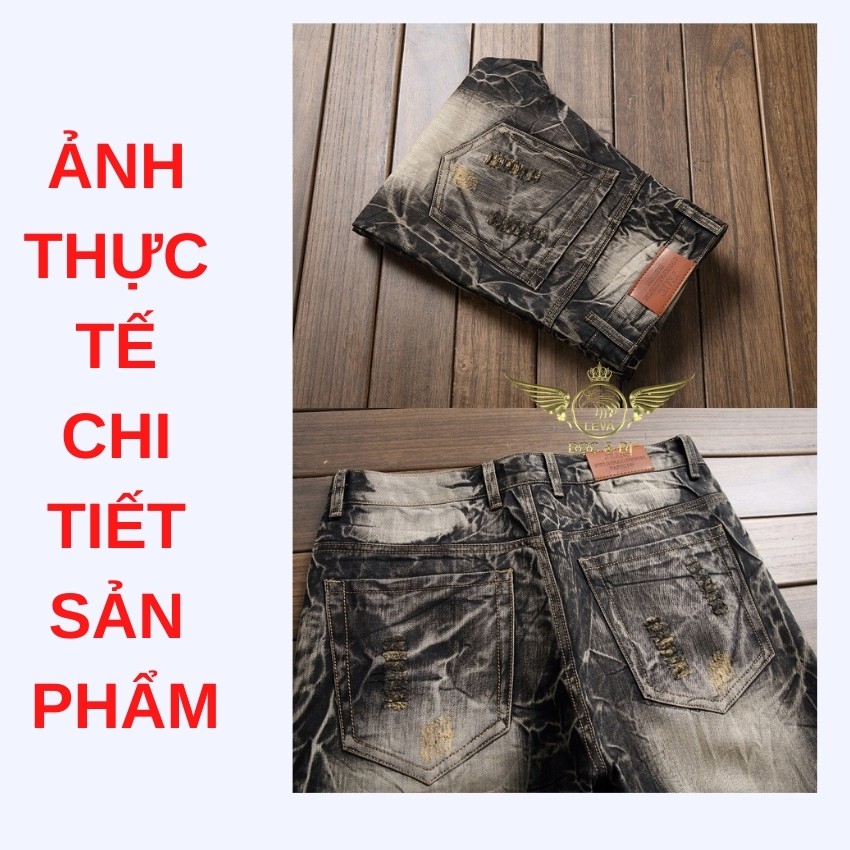 Quần jean nam ống suông đẹp độc lạ LEVAMEN chất liệu cotton không co giãn dáng thường thêu phượng  QJ050 | BigBuy360 - bigbuy360.vn