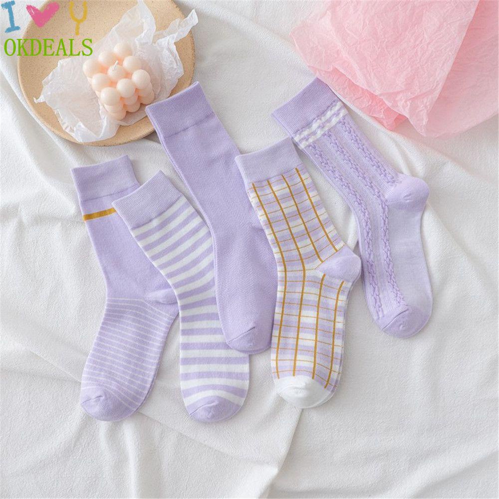 Đôi Vớ Bằng Vải Cotton Họa Tiết Sọc Dễ Thương Bắt Mắt