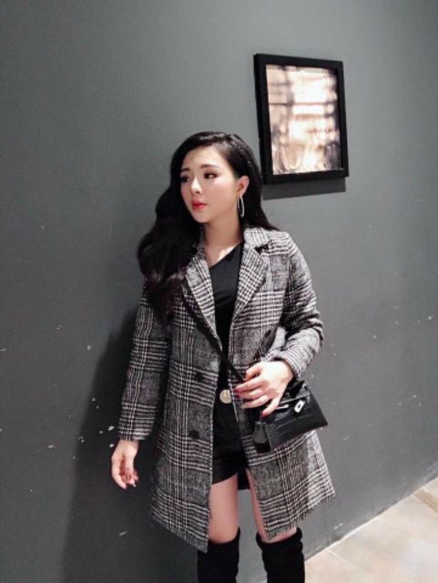 Áo măng tô kẻ chất dạ đẹp siu hot hanoivnxk | BigBuy360 - bigbuy360.vn