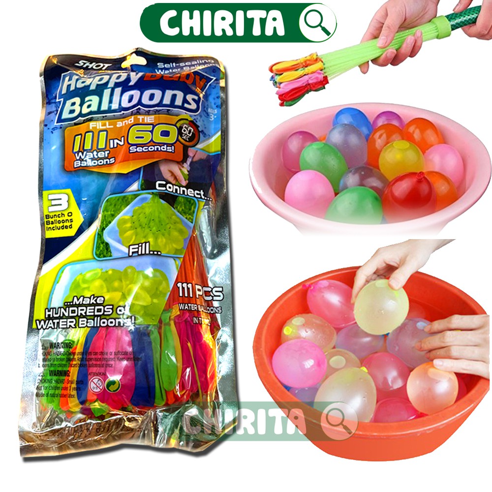 Bộ 111 Quả Bong Bóng Nước Chùm Happy Balloons - Bóng Nước, Đồ Chơi Trẻ Em CHIRITA