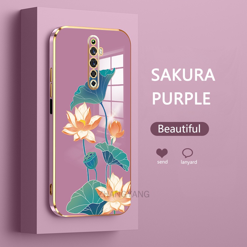 Ốp lưng oppo reno2 f oppo reno 2 oppo reno Ốp Điện Thoại TPU Dẻo Mạ Màu Họa Tiết Hoa Sen Sang Trọng
