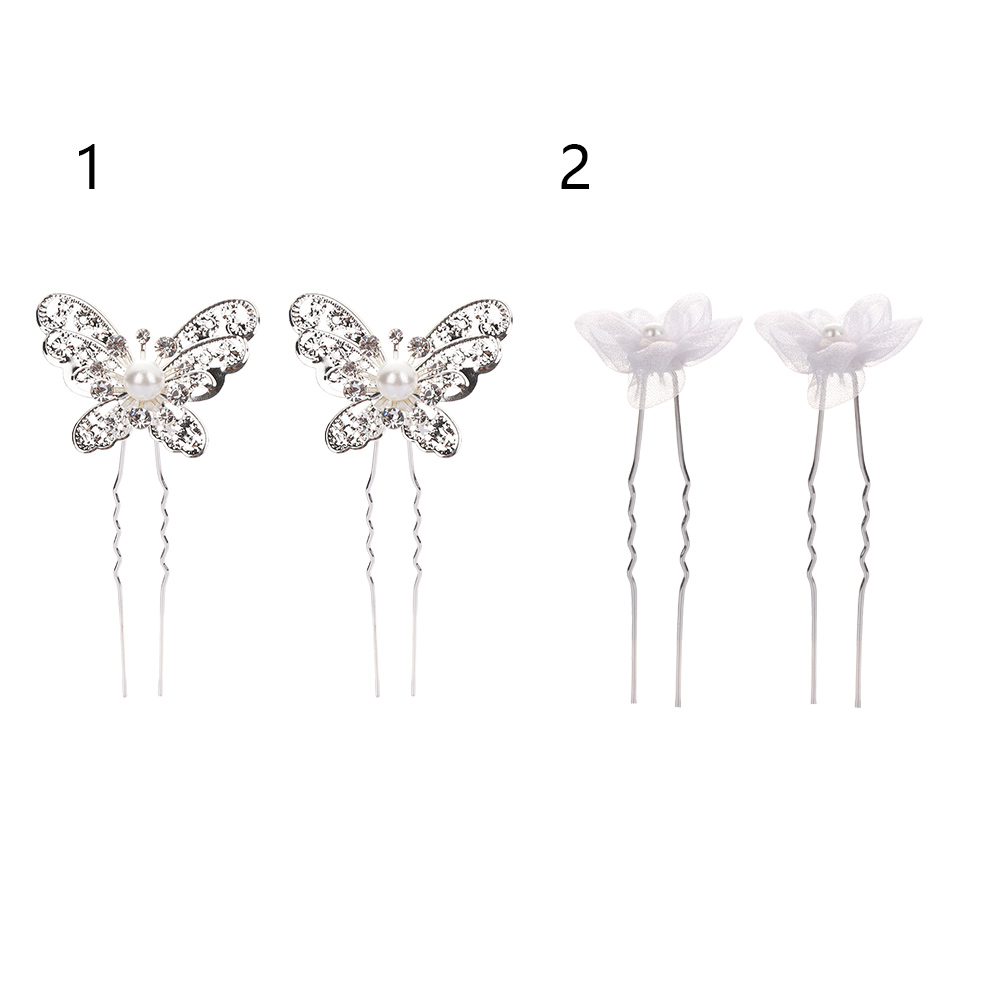 Trâm Cài Tóc Hình Hoa Và Bướm Đính Ngọc Trai Thời Trang Cổ Điển Cho Cô Dâu|Lược