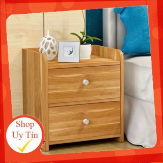 [Giá Sập Sàn] [Sẵn Hàng] Tủ, Kệ Đầu Giường Vuông 2 Ngăn Kéo Màu Gỗ Cao 42 Rộng 33 Sâu 25cm