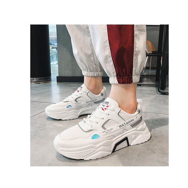 Giày Thể Thao nam - Giày Sneaker Phản Quang Màu Trắng ôm Chân Chống Trơn kiểu Hàn Quốc hd23