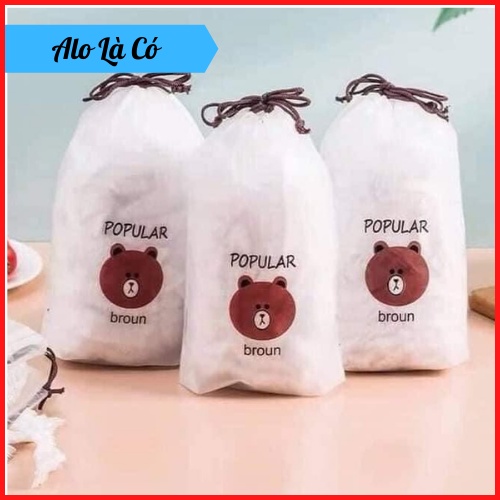 Màng bọc thực phẩm set 100 chiếc co giãn siêu dai có chun hình túi gấu