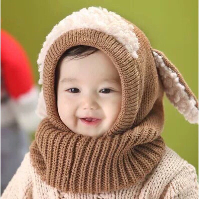 Mũ Len Tai Cừu kèm khăn cho bé