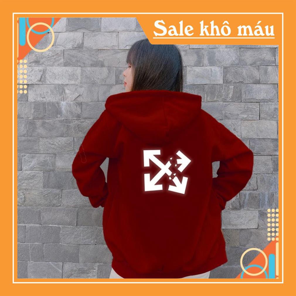 Unisex siêu đẹp Áo Khoác Nỉ Hoodie Phản Quang Off White PQ35KN