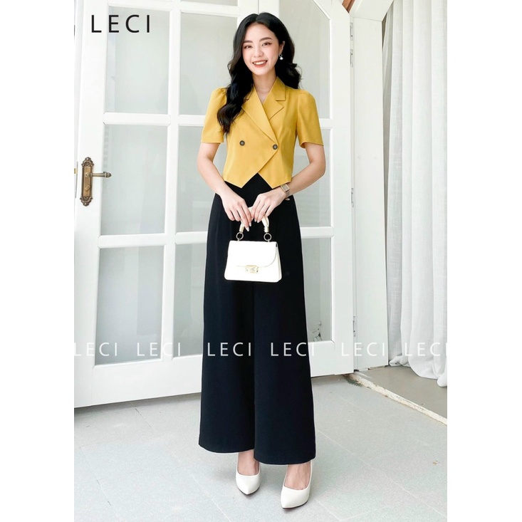 Sét Bộ 2 Món Quần Dài Ống Rộng Và Áo Cổ Vest Chất Tuyết Mưa Sang Sịn Phù Hợp Đi Làm, Đi Chơi, Công Sở [Jellyfashion]