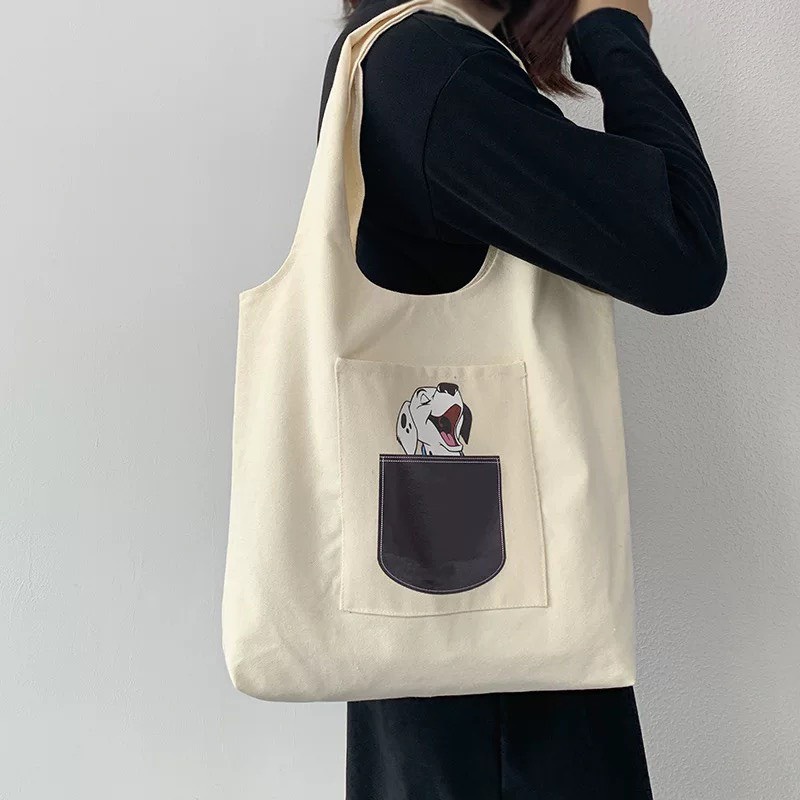 Túi tote HAZIN vải canvas ulzzang unisex họa tiết dễ thương túi vải phong cách Hàn Quốc