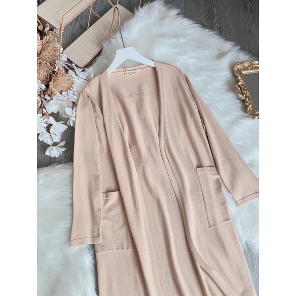 Áo khoác len dáng dài FANSIX -AL01 áo cadigan chất vải Montagut mềm mịn không nhăn