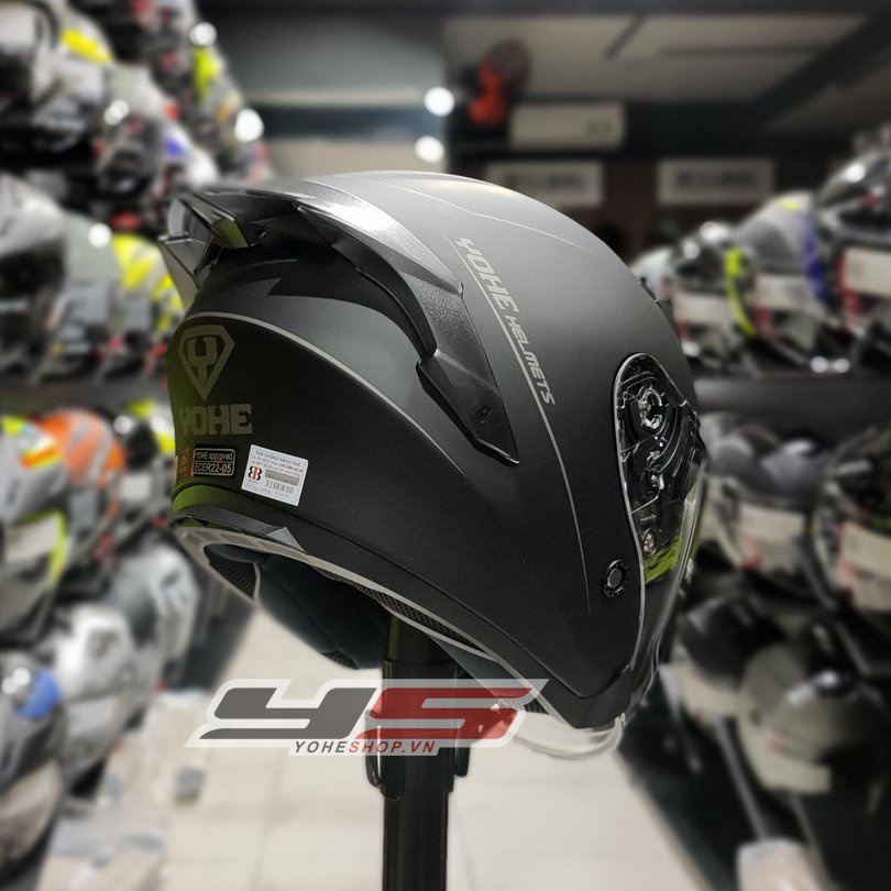 MŨ BẢO HIỂM 3/4 YOHE 878 PLUS - MŨ BẢO HIỂM 2 KÍNH - Màu Đen Trơn
