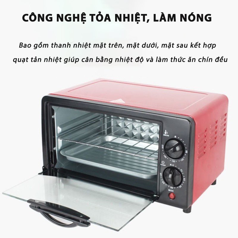 [có sẵn] Lò Nướng Bánh Mini Màu Xanh - Lò Nướng Mini Đa Năng Cho Hộ Gia Đình Nhỏ (Công Suất 800W)