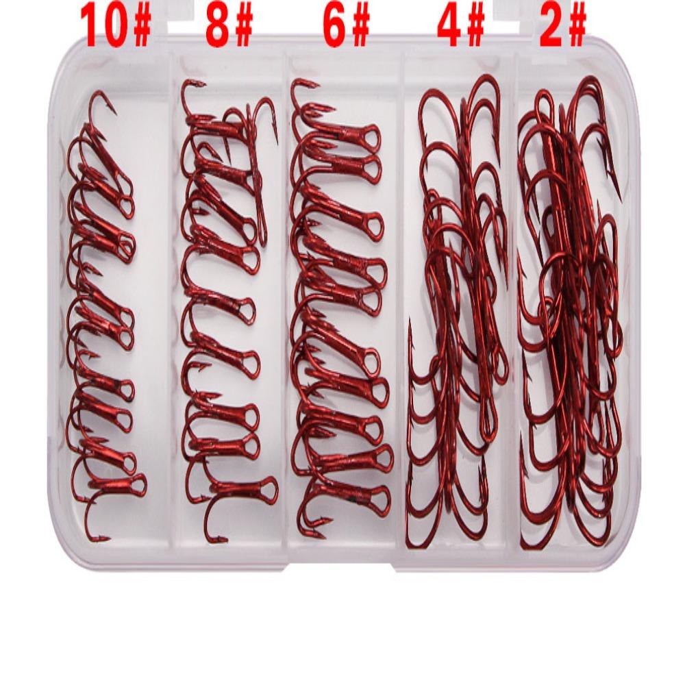 Set 50 Lưỡi Câu Cá Ba Lưỡi Bằng Thép Carbon Chất Lượng Cao