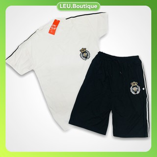 [ XẢ HÀNG ] Bộ quần áo nam hàng đẹp, vải mặc thoáng mát, in logo Vương Miện 2 màu Đen - Trắng