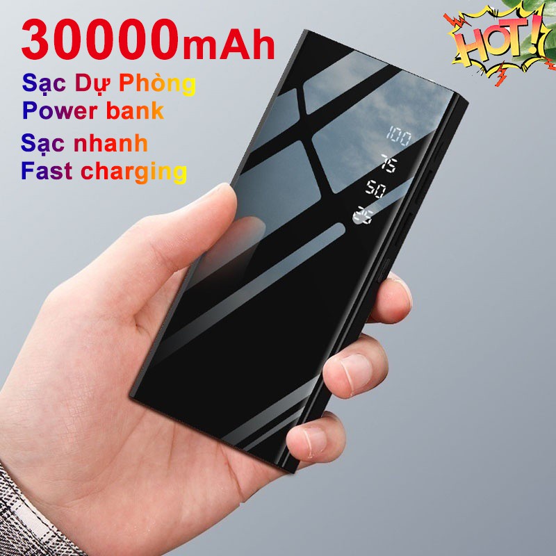 30000mAh sạc dự phòng sạc hiển thị kỹ thuật số siêu mỏng công suất lớn kép USB,với ánh sáng LED Power bank