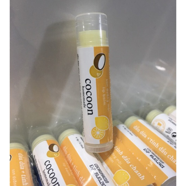 Son dưỡng môi dầu dừa, sáp ong, tinh dầu chanh dưỡng môi, trị thâm môi Cocoon