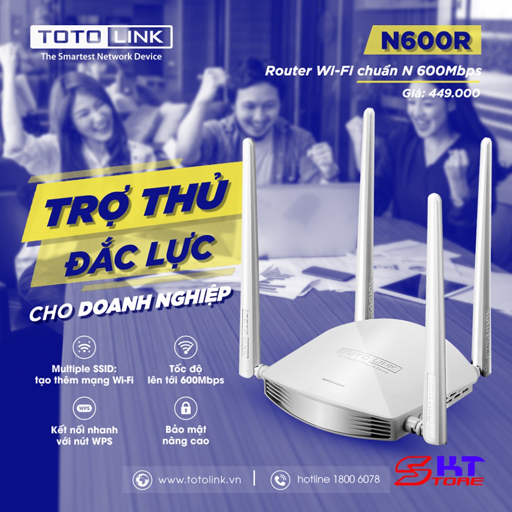 Bộ Phát Wifi MIMO Totolink N600R Chuẩn N Tốc Độ 600Mbps - Hàng Chính Hãng