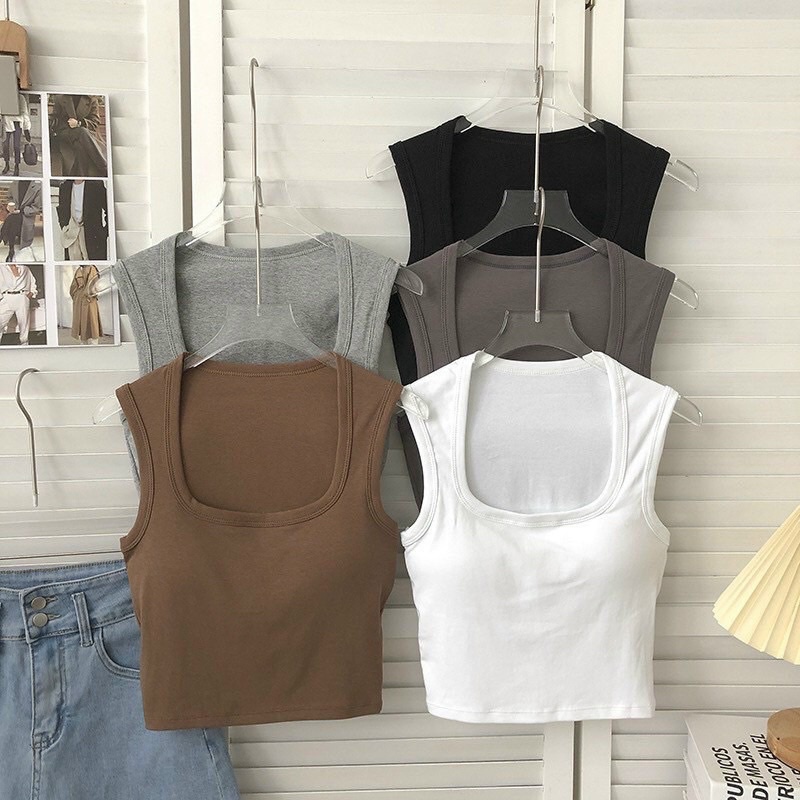 Mẫu mới - Áo bra thun cotton cổ vuông kèm đệm 8833