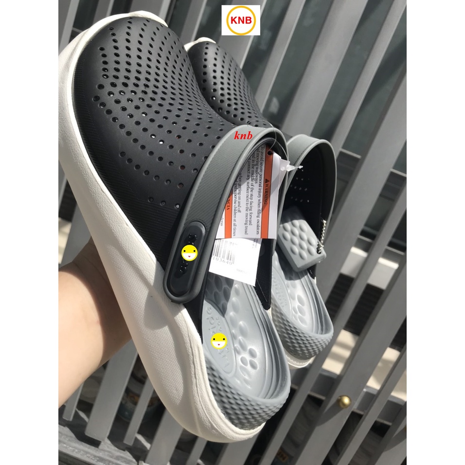 Dép Sục Cross Literide -FREESHIP + Hàng loại 1- Dép Quai Ngang Nam Nữ bít đầu đen viền trắng chống hôi chân, đi mưa