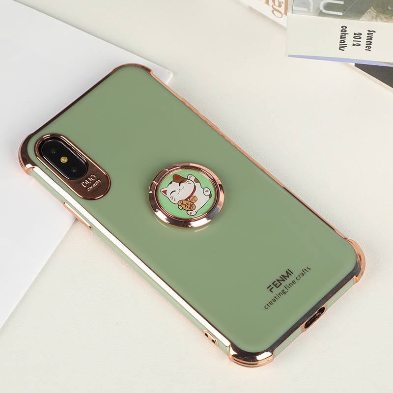 Vòng Nhẫn Xỏ Ngón Kiêm Giá Đỡ Điện Thoại Hình Tròn Bằng Kim Loại Mạ Điện Xoay 360 Độ 8 Màu Tùy Chọn