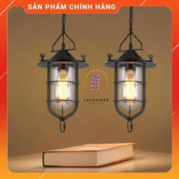 Đèn thả 1 đui lồng sắt + chụp thủy tinh TH031