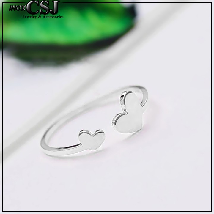 NHẪN TITAN TRÁI TIM FREE SIZE MÀU VÀNG siêu cute - tặng hộp đựng xinh xắn