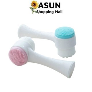 Cọ Massage Rửa Mặt 2 Đầu 3D Hàn Quốc (1 Đầu Lông + 1 Đầu Silicon)