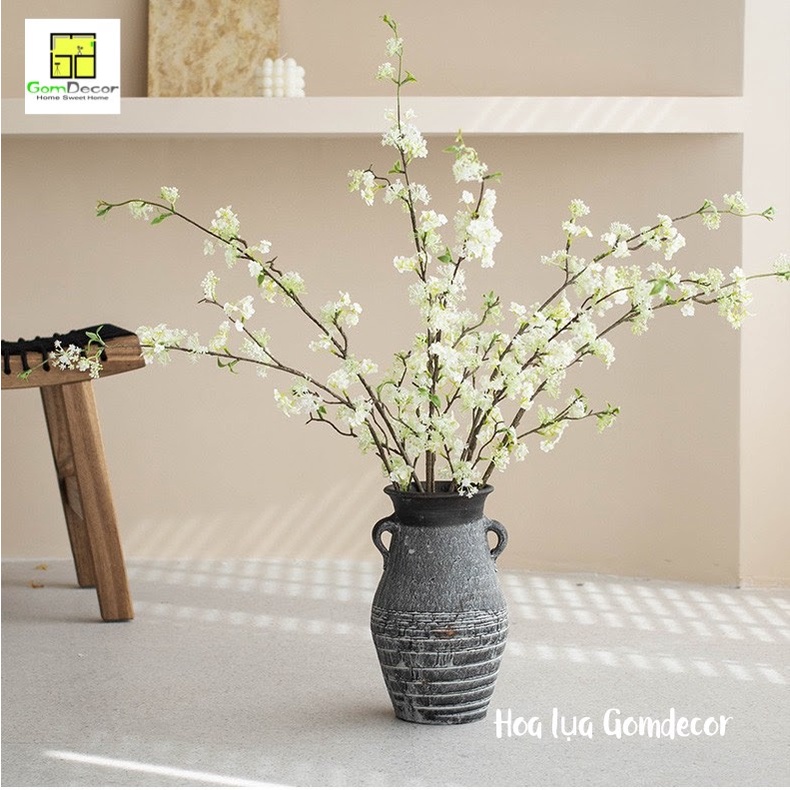 Cành hoa mận giả hoa tuyết mai hoa lê giả hoa lụa cao cấp