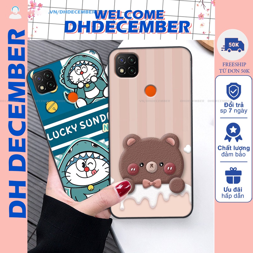 Ốp lưng Xiaomi REDMI 9C in hình gấu K@ws, gấu nâu, dor@emon RẺ- ĐẸP- BỀN