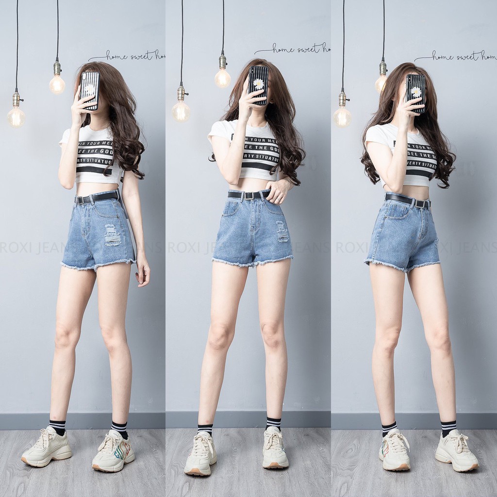 Quần Jeans Rách Lưng Cao Chuẩn Form