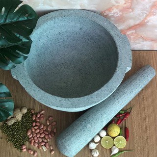 Bộ sản phẩm cối đá +  chày đá xanh nguyên khối Đường Kính 30cm