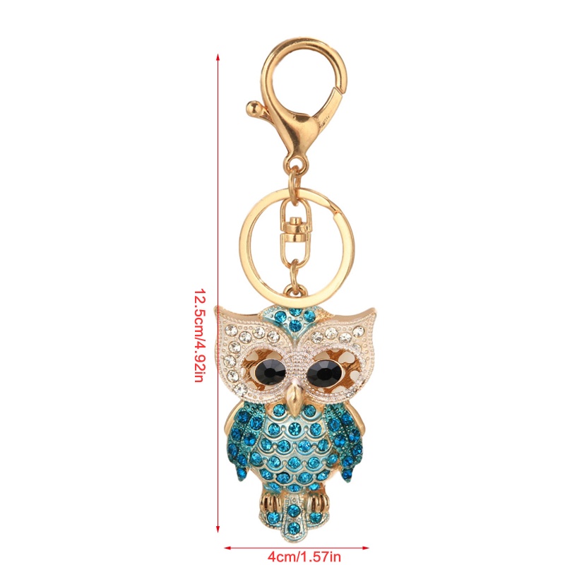 Móc khóa hình chim cú đính đá lấp lánh dễ thương