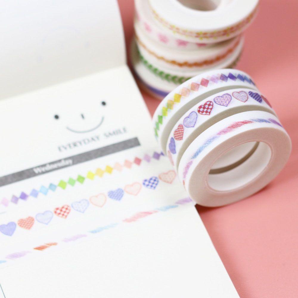 Cuộn Băng Dính Washi Màu Cầu Vồng Trang Trí Nhật Ký