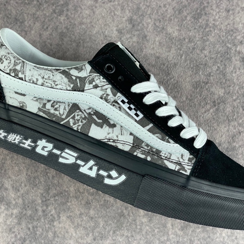 Vans Giày Vải Canvas In Hình Thủy Thủ Mặt Trăng Kiểu Retro Dễ Phối Đồ DIY