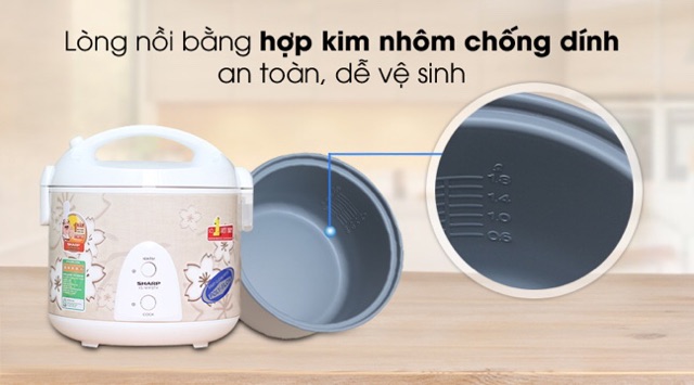 Nồi cơm điện Sharp 1.8 lít KS-N191ETV  - Hàng Mới 100% Chính Hãng - Sản Suất Thái Lan và việt nam