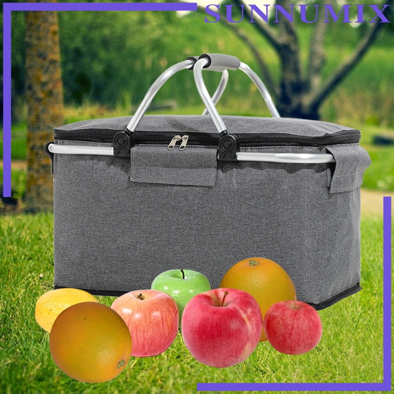 Giỏ Đựng Đồ Cách Nhiệt Màu Đen Có Thể Gấp Gọn Tiện Dụng Mang Theo Dã Ngoại Cho Nam Và Nữ