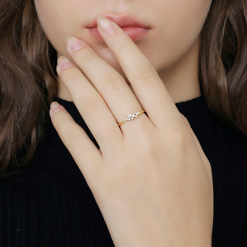Multi-size Women Rhinestone Diamonds Ring/ Metal Alloy Rings/ Minimalist Zircon Golden Ring/ INS Elegant Golden Zircon Finger Rings/ Fashion Party Jewelry Gifts