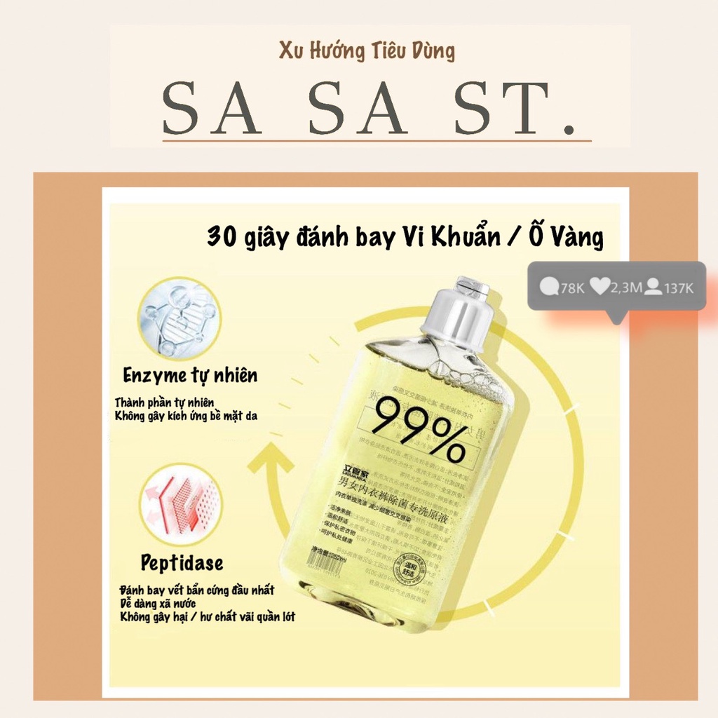 Nước Giặt Đồ Lót Chuyên Dụng - Sạch Khuẩn Tới 99% Bảo Vệ Vùng Da Nhạy Cảm Chai 260ml