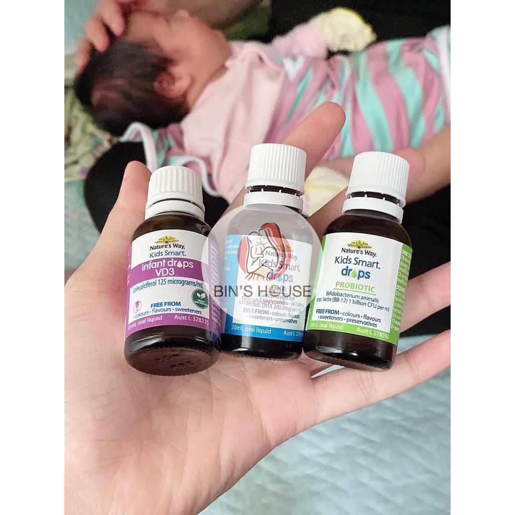 Combo 3 Siro Uống Nature's Way Kids Smart Drops, Infant Drops Bổ Sung Vitamin, Phát Triển Não Bộ Cho Bé