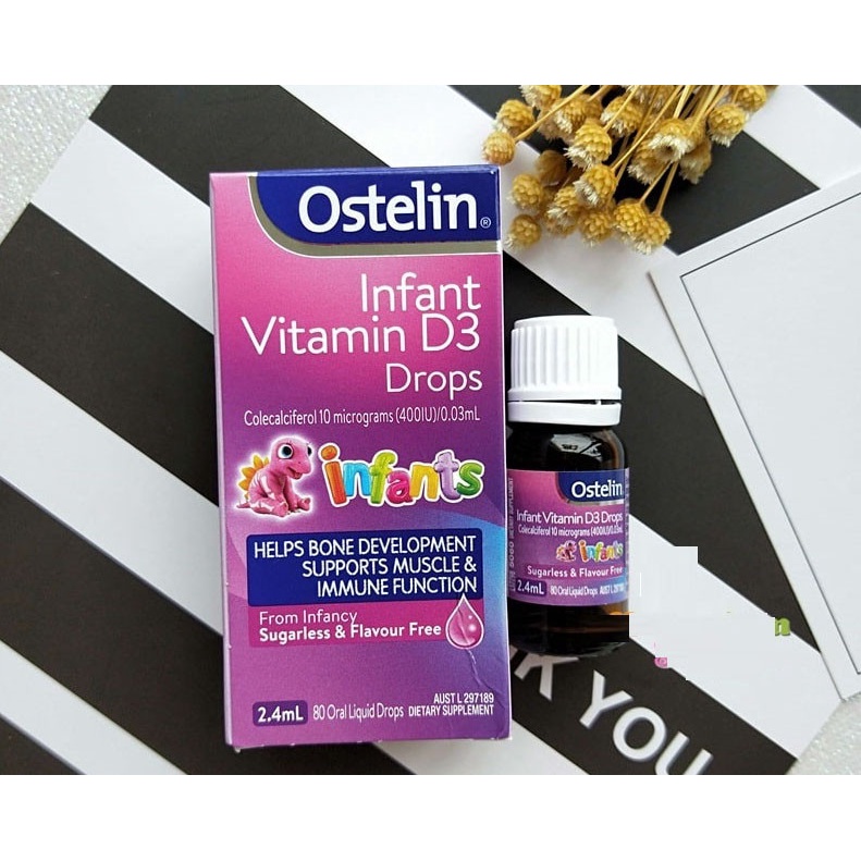 Vitamin D3 dạng nhỏ giọt dành cho bé từ sơ sinh Ostelin Infant Vitamin D3 Drops 2.4ml