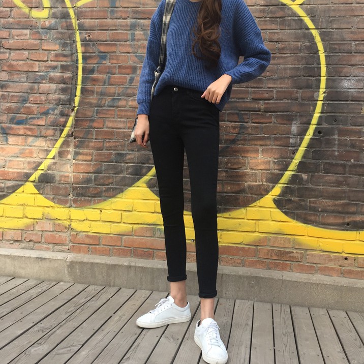 [SẴN] Quần jeans skinny lưng cao Ulzzang Quảng Châu QD63