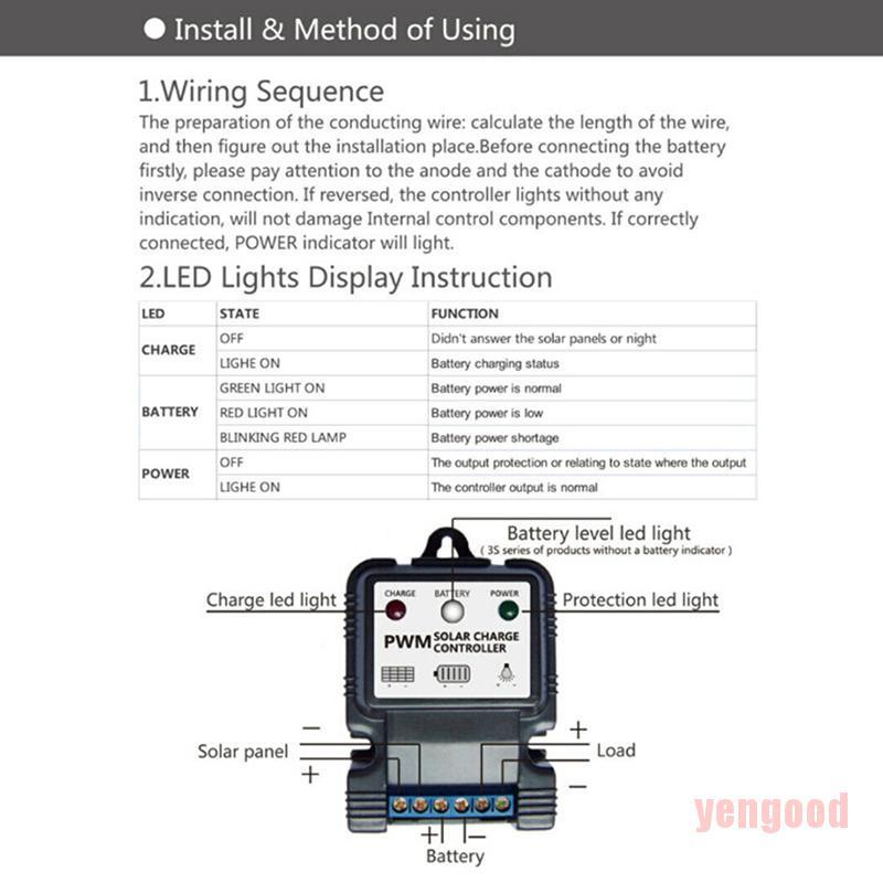 Thiết bị sạc pin điều khiển bằng năng lượng mặt trời 6v 12v 10a Pwm có thể điều chỉnh