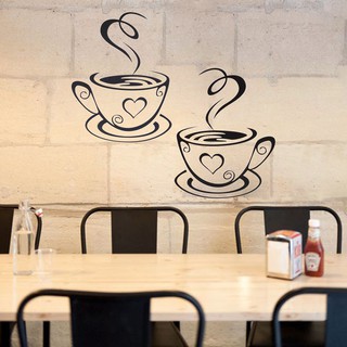 Decal dán tường hình tách cà phê màu đen