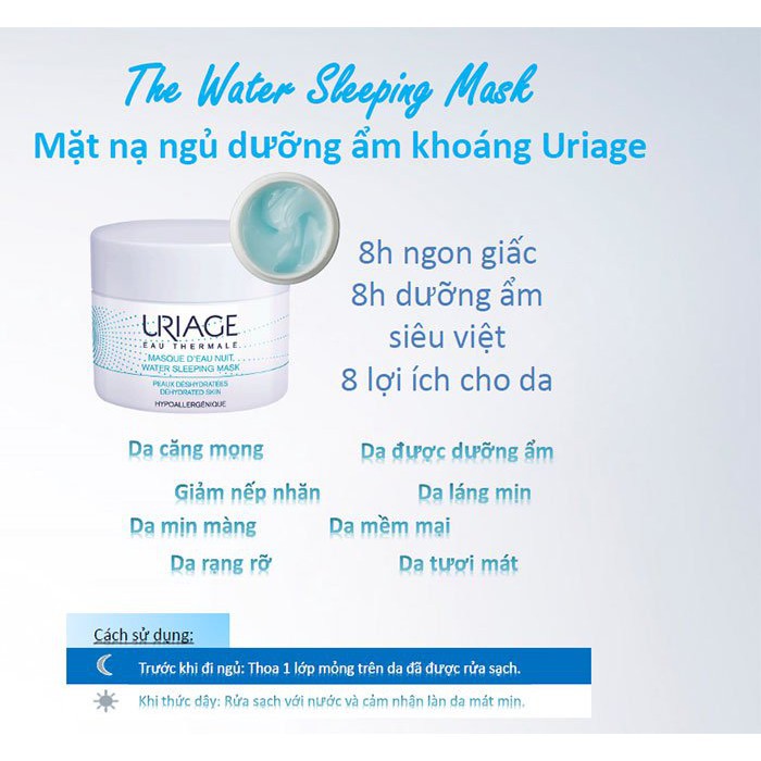 URIAGE MẶT NẠ NGỦ DƯỠNG ẨM EAU THERMALE MASQUE D'EAU NUIT P 50ML