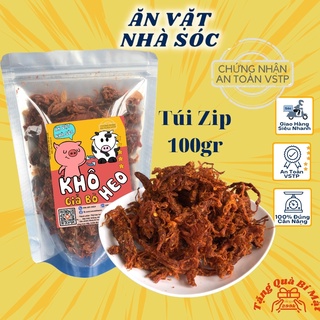 Khô Heo Giả Bò 100gr Ăn Vặt Nhà Sóc, Khô Lợn Vị Bò Đồ Ăn Vặt Hà Nội