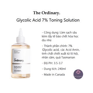 (Bill Canada)-Tonner làm sạch sâu da, tẩy tế bào chết nhẹ Glycolic Acid 7% Toning Solution-The Ordinary